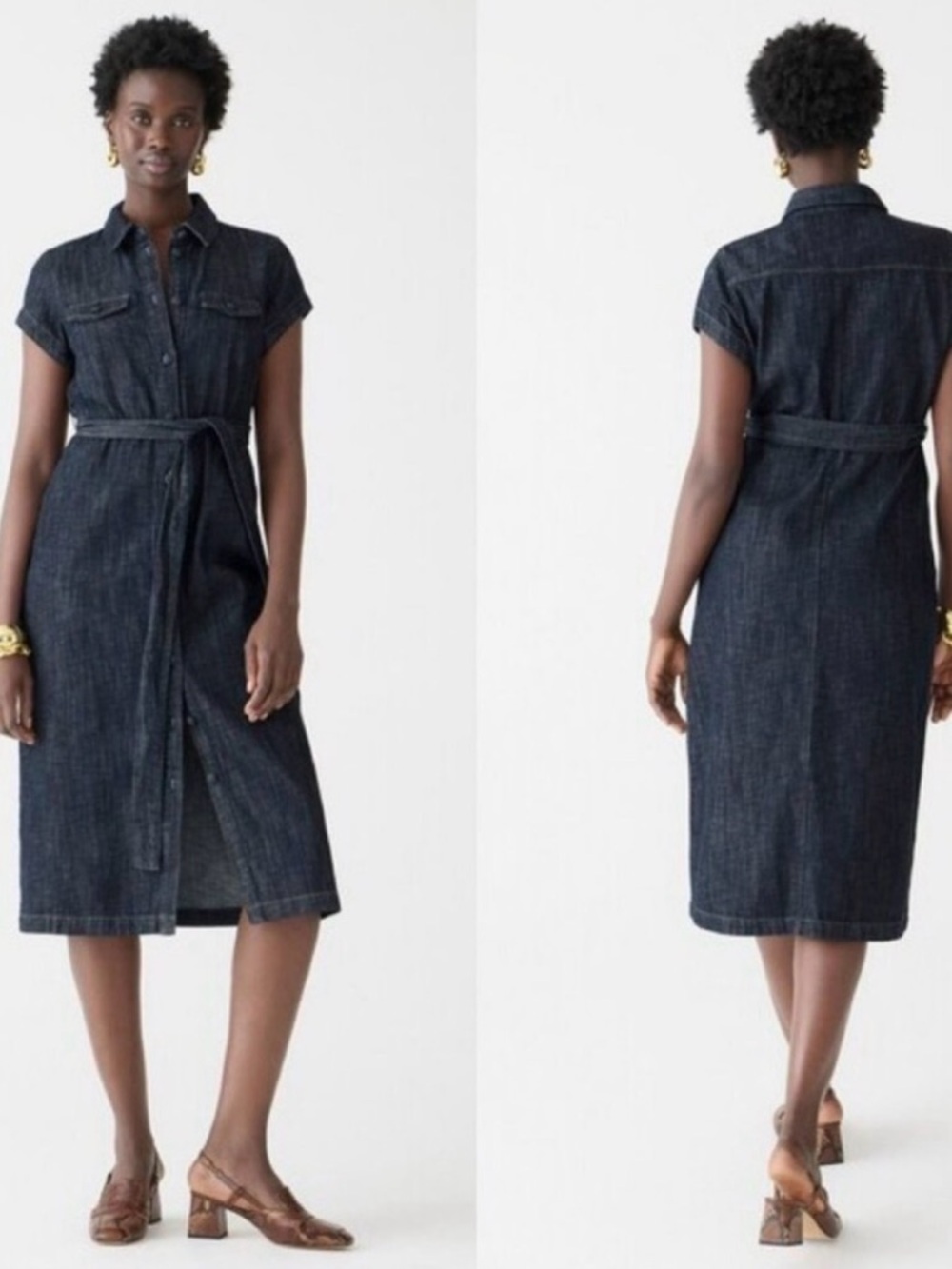 J.CREW Denim Midi Button Down Shirt Dress Size 4